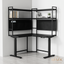 Sleek All-Black L-Shaped Electric Sit-Stand Corner Desk with Integrated Shelves & Storage