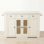 Premium Large White Kitchen Island & Buffet Sideboard with Glass Display Doors