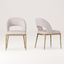 Premium Modern Upholstered Dining Chairs with Curved Cutout Back & Forged Gold Legs (Set of 2)