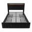 Premium Black Velvet Upholstered Platform Bed Frame with 4 Storage Drawers