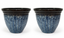 Premium 15.7" Round Plastic Planter – Blue Glaze Faux Ceramic Finish