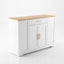 MMK FURNISHINGS Modern White Buffet Cabinet with Wood Top & Gold Hardware, Freestanding Storage Sideboard for Kitchen & Dining Room