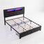Modern Upholstered LED Platform Bed with Storage Drawers & Diamond Tufted Headboard - Black
