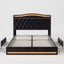 Luxurious Velvet Upholstered Platform Bed Frame with LED Lighting, Tufted Headboard, and Storage Drawers