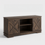 MMK FURNISHINGS Rustic Farmhouse Wood TV Stand with X-Pattern Cabinets & Open Shelves