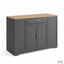 Modern Kitchen Storage Cabinet & Sideboard with Natural Wood Top - Dark Grey
