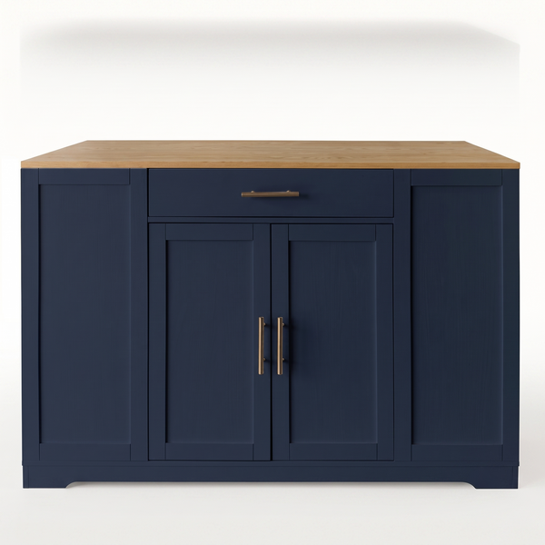 Premium Compact Modern Navy Blue Storage Cabinet & Kitchen Buffet with Gold Hardware