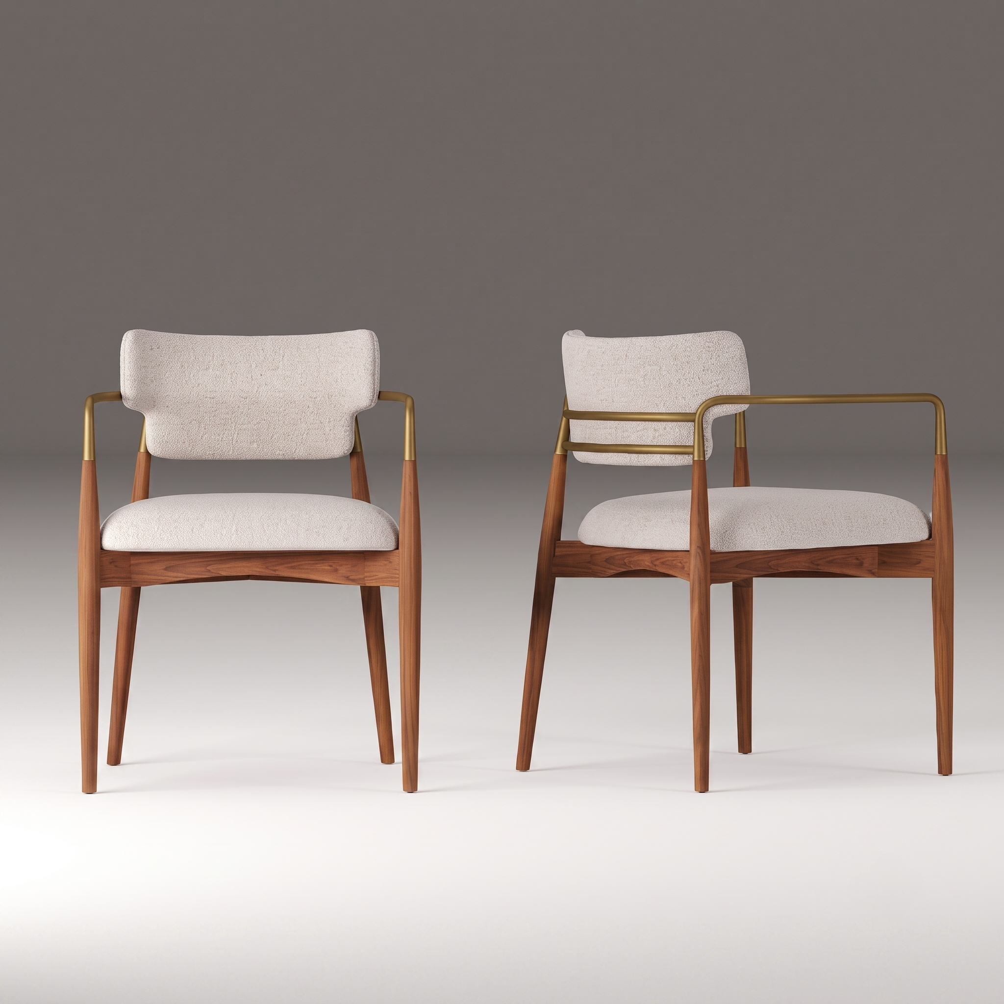 Premium Mid-Century Modern Dining Chair with Solid Ash Wood & Brass-Tone Metal Main image