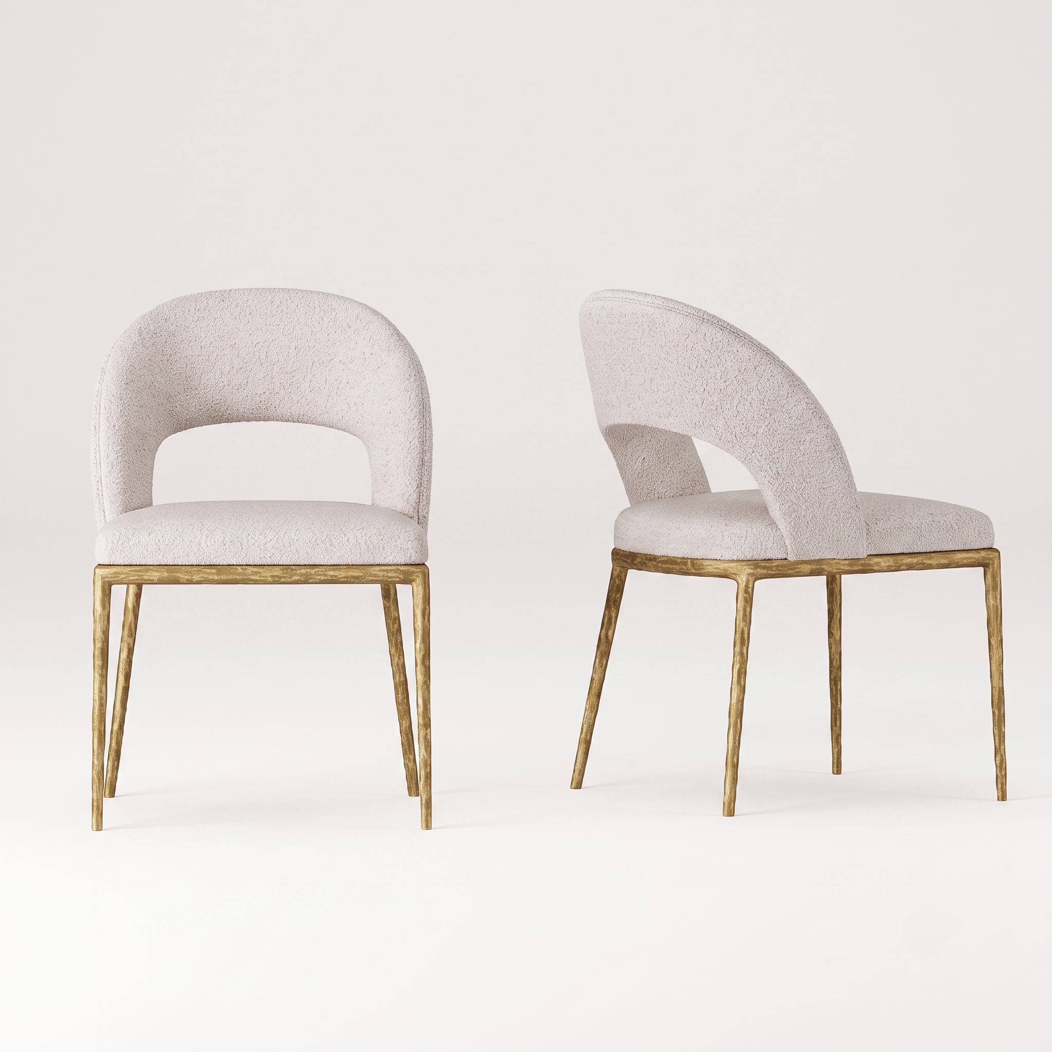 Premium Modern Upholstered Dining Chairs with Curved Cutout Back & Forged Gold Legs (Set of 2) Main image