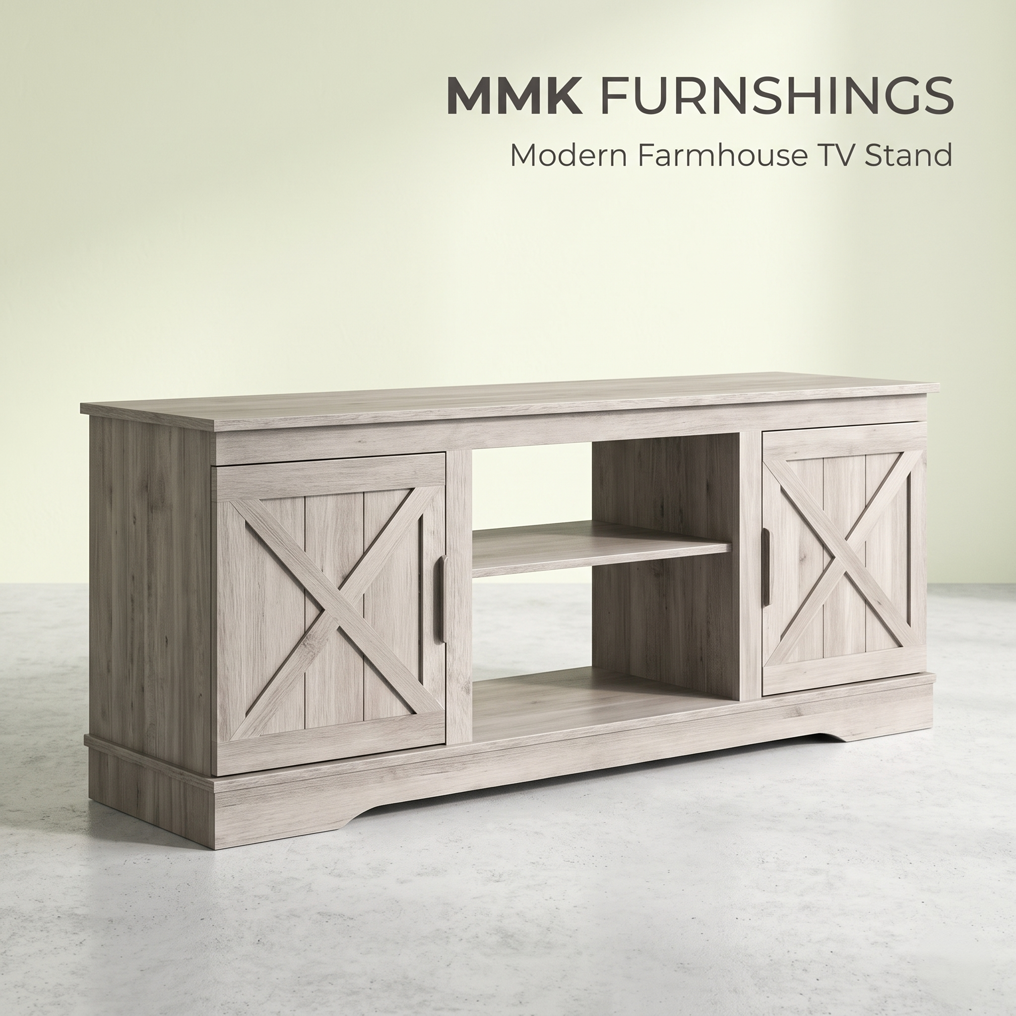 Modern Farmhouse Wood TV Stand with Storage Cabinets Main image