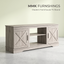 Modern Farmhouse Wood TV Stand with Storage Cabinets
