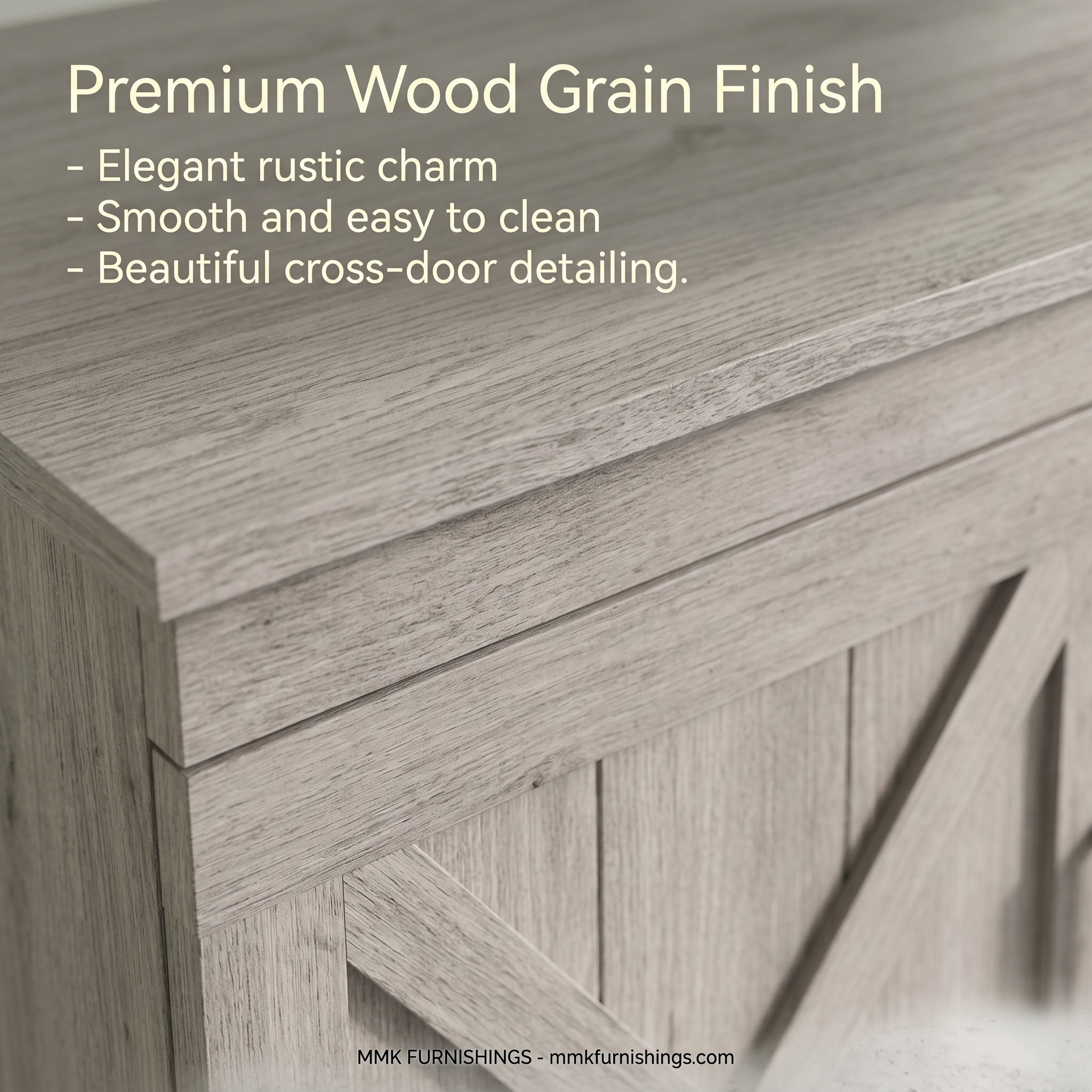 Modern Farmhouse Wood TV Stand with Storage Cabinets