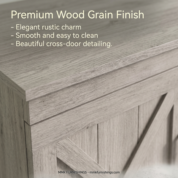 Modern Farmhouse Wood TV Stand with Storage Cabinets