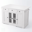 Premium Modern White Kitchen Island & Storage Sideboard with Glass Display Doors