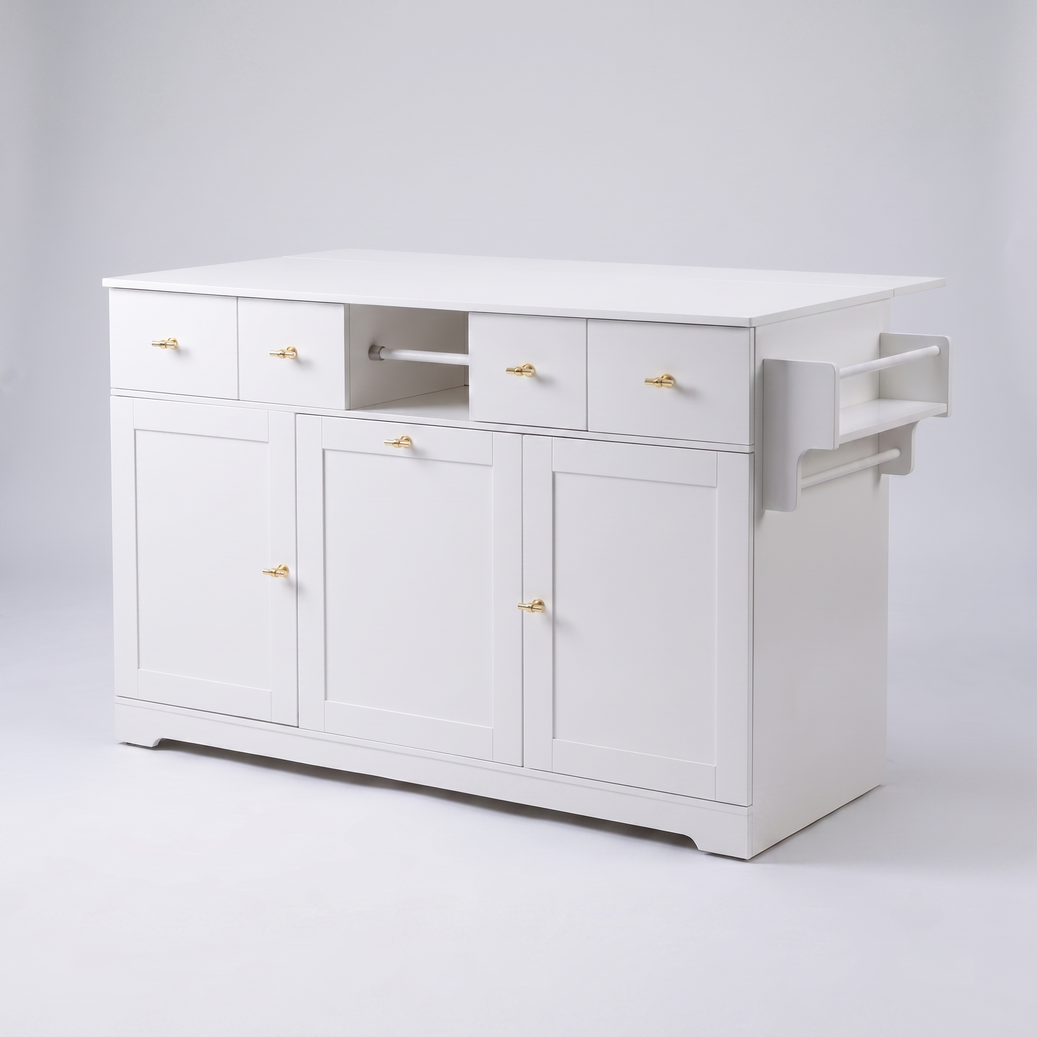 Premium Modern White Storage Cabinet & Kitchen Buffet Sideboard with Gold Hardware Main image