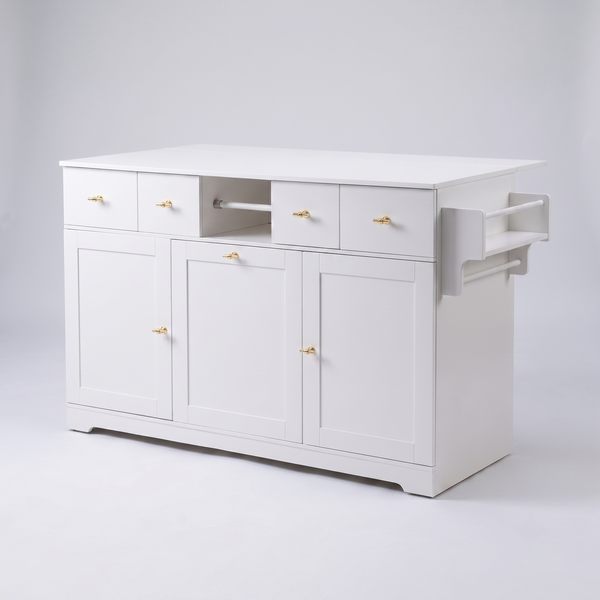 Premium Modern White Storage Cabinet & Kitchen Buffet Sideboard with Gold Hardware
