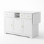 Premium Modern White Storage Cabinet & Kitchen Sideboard with Expandable Drop Leaf