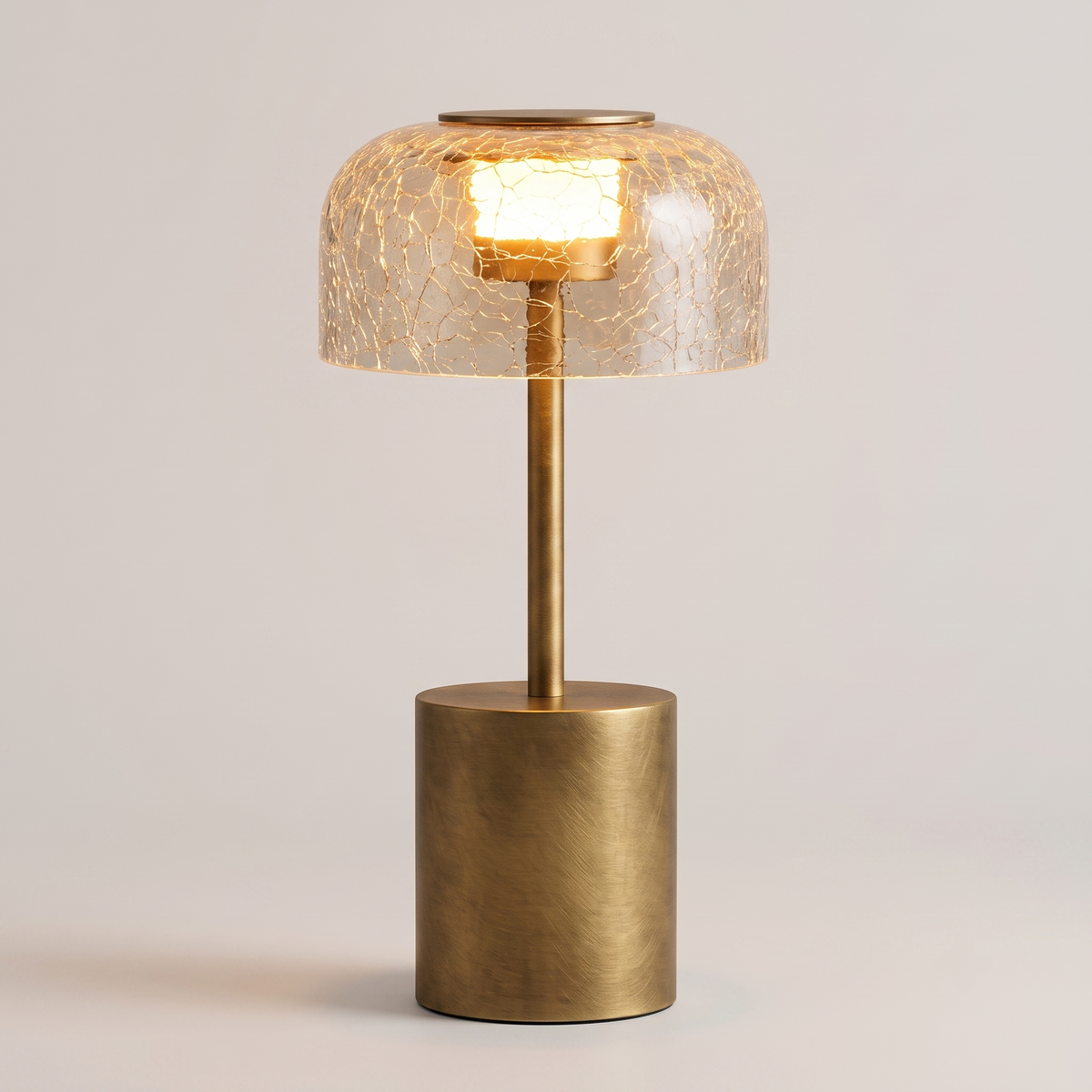 Modern Iron & Crackle Glass Desk Lamp in Brushed Brass Main image