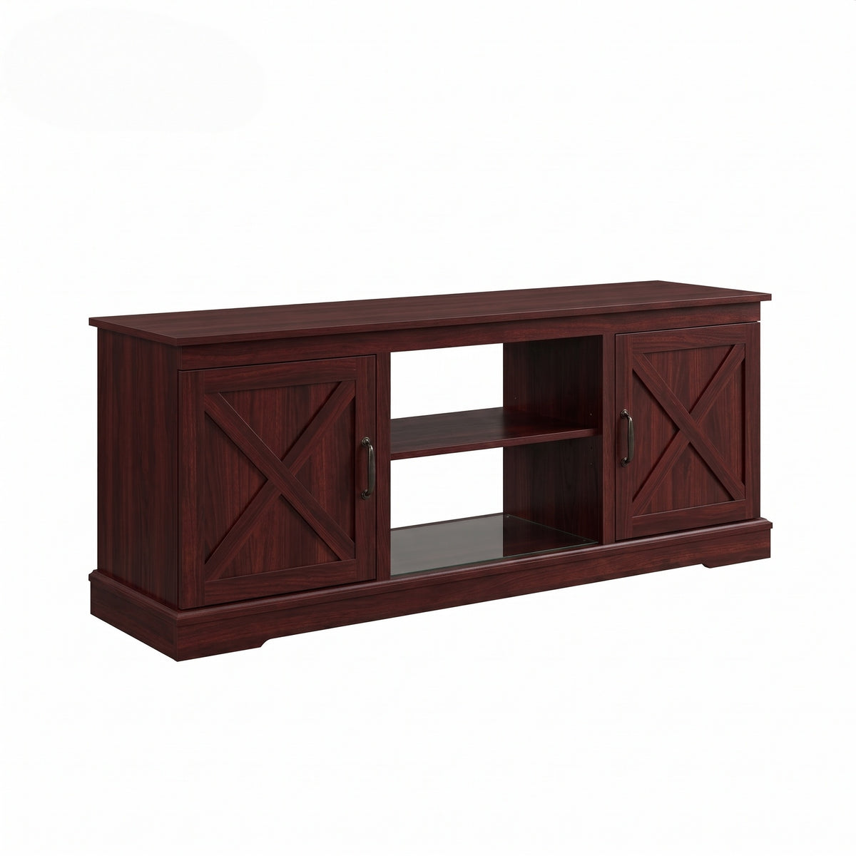 MMK FURNISHINGS Rustic Farmhouse TV Stand with Barn Door Cabinets Main image