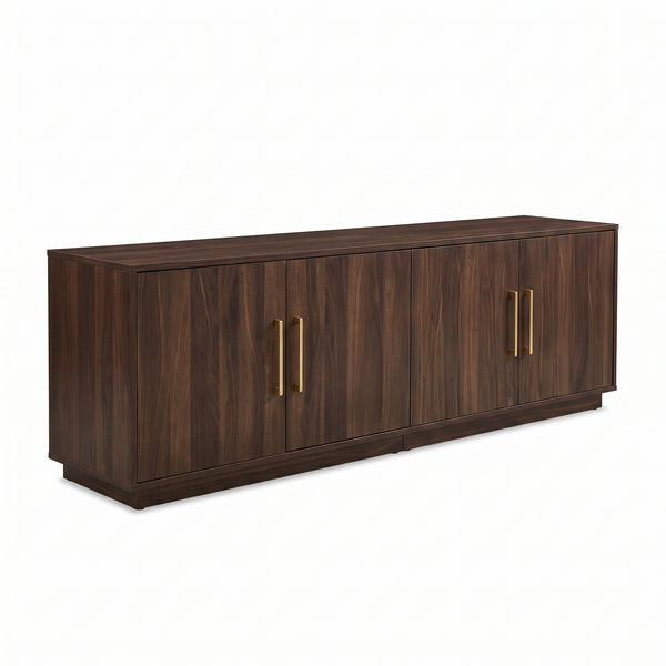 Premium Modern Dark Walnut TV Stand & Media Console with Gold Hardware