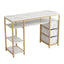 Premium Luxury White Marble & Gold Manicure Table Desk