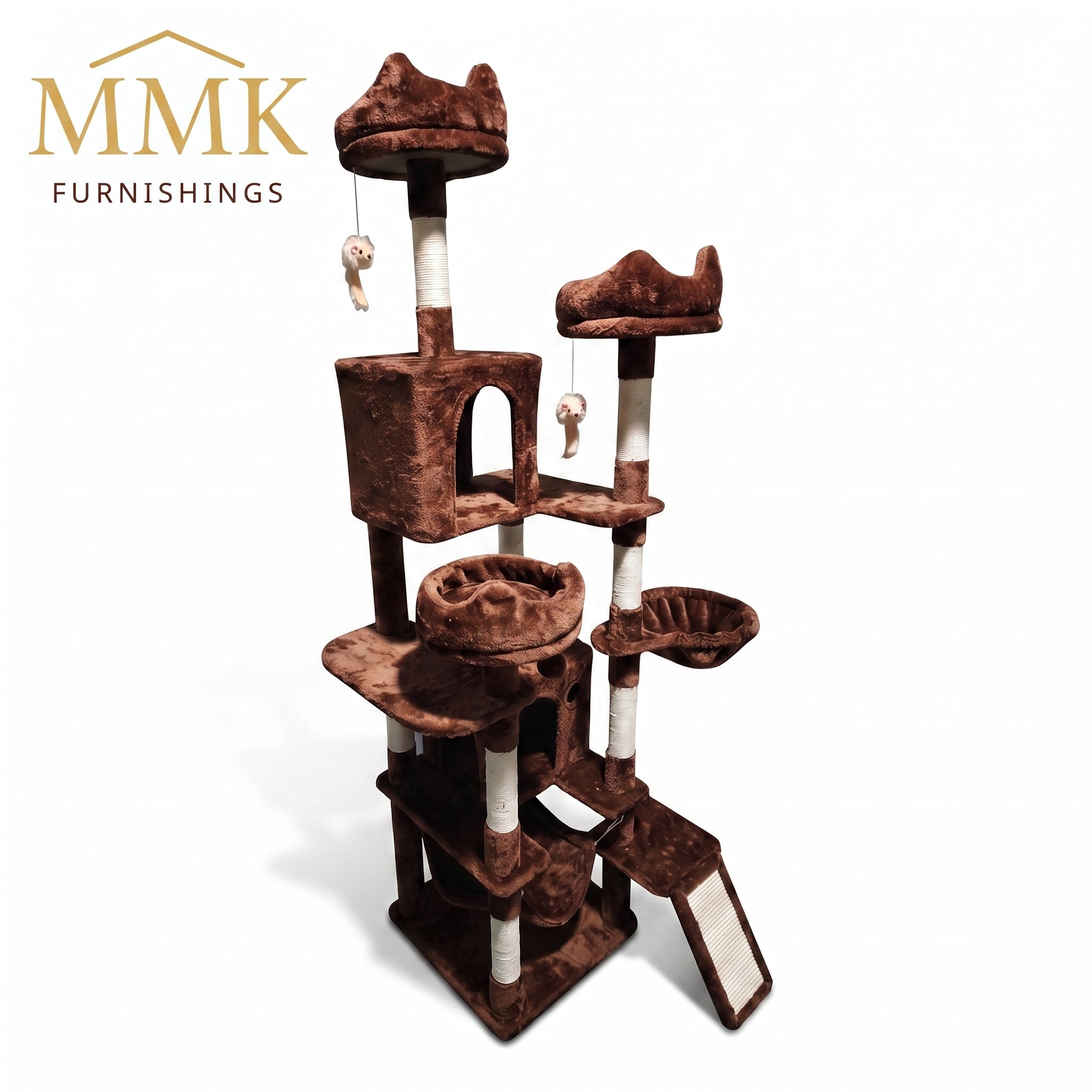 Premium Multi-Level Brown Plush Cat Tree with Sisal Scratching Posts & Condos Main image