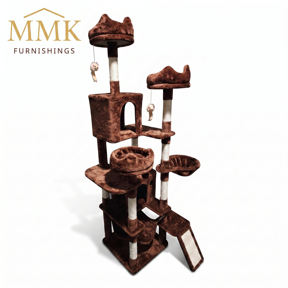Premium Multi-Level Brown Plush Cat Tree with Sisal Scratching Posts & Condos