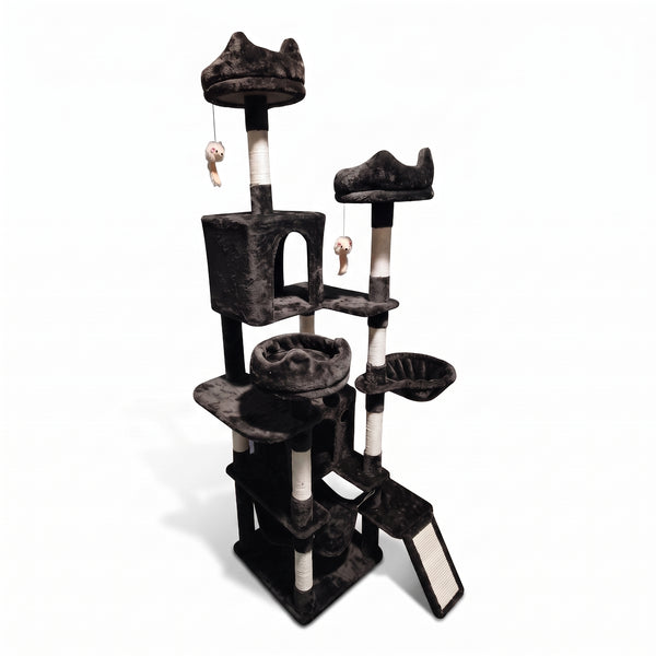 Premium Multi-Level Brown Plush Cat Tree with Sisal Scratching Posts & Condos