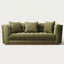 Modern Olive Green Tufted Fabric Sofa with Solid Wood Base