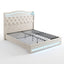 MMK FURNISHINGS Modern Upholstered Velvet Platform Bed Frame with LED Lights & Button-Tufted Headboard
