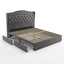 MMK FURNISHINGS Elegant Grey Velvet Tufted Platform Bed Frame with Storage Drawers