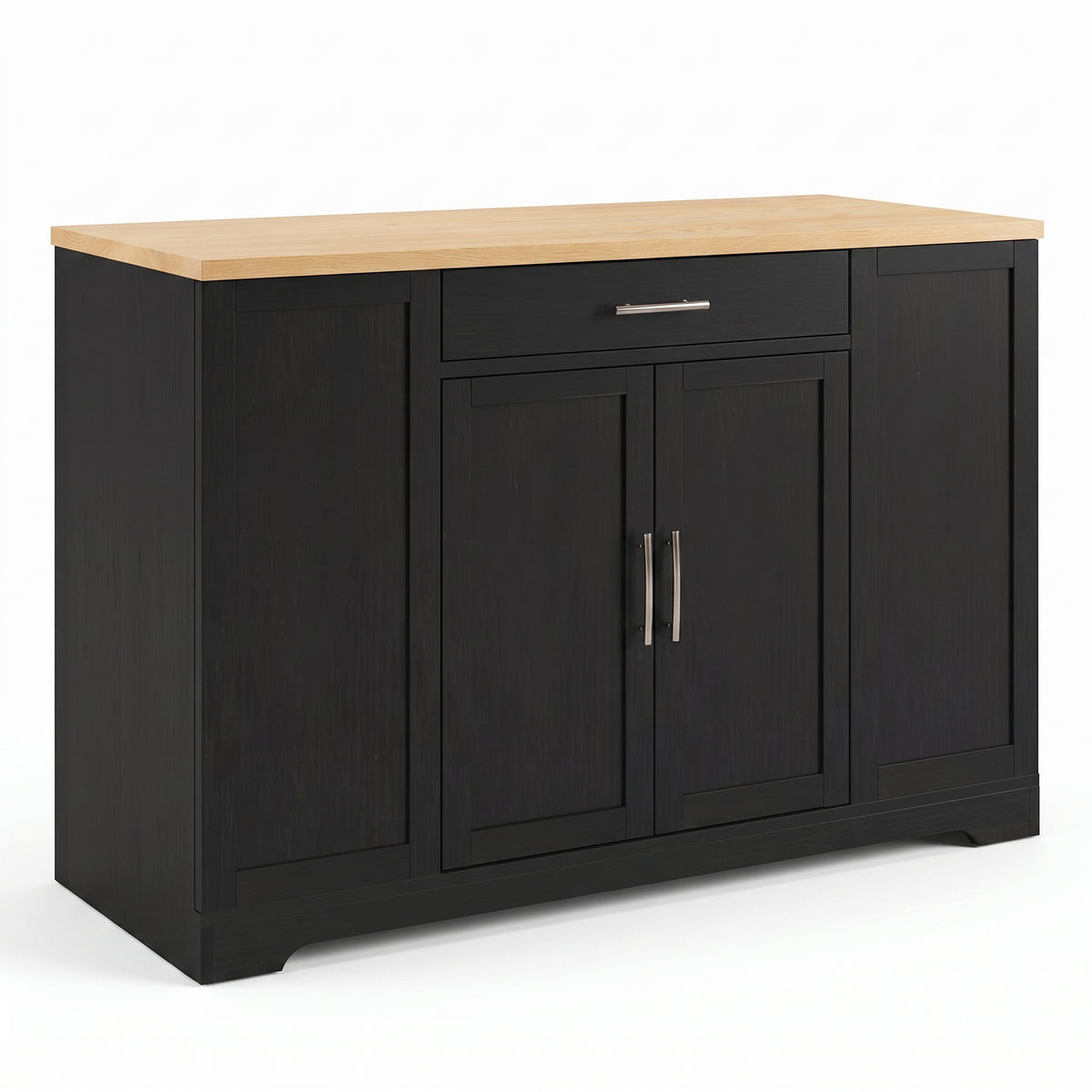 MMK FURNISHINGS Modern Kitchen Island & Dining Room Sideboard with Natural Wood Top Main image