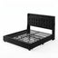 MMK FURNISHINGS Upholstered Velvet Platform Bed Frame with Tufted Headboard & Storage Drawers, Black