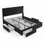 Premium Black Velvet Upholstered Platform Bed Frame with 4 Storage Drawers & Tufted Headboard
