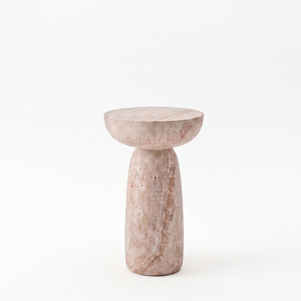 MMK FURNISHINGS 27" Modern Travertine End Table for Indoor & Outdoor Main image