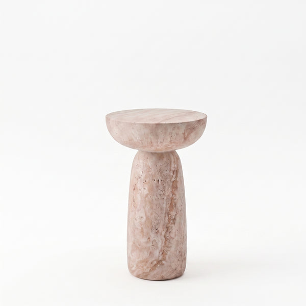 MMK FURNISHINGS 27" Modern Travertine End Table for Indoor & Outdoor