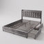 MMK Furnishings Grey Velvet Upholstered Bed Frame with Storage Drawers & Tufted Headboard – [Queen/Full/King] Size, Slat Support