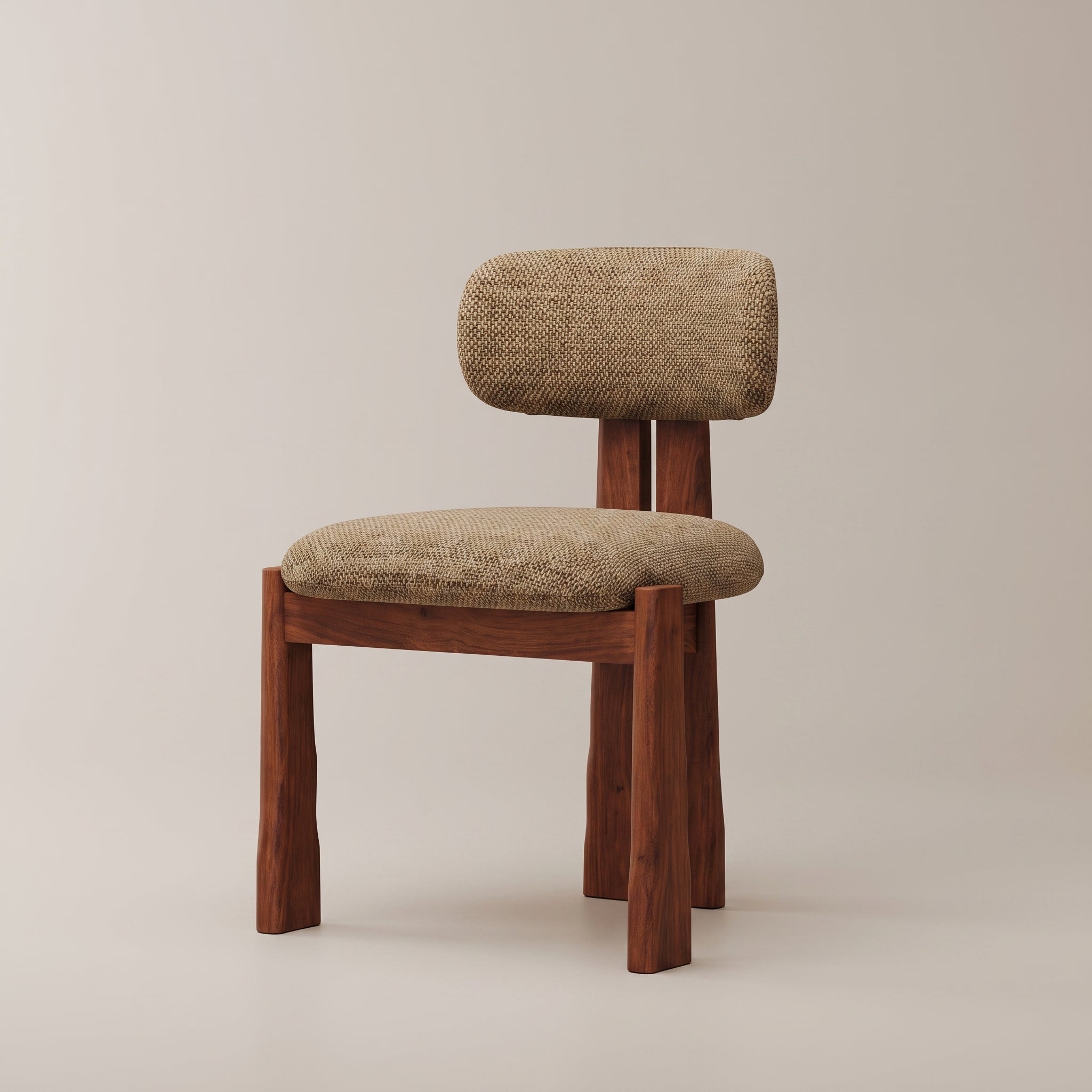 Mid-Century Modern Solid Ash Wood Upholstered Dining Chair Main image