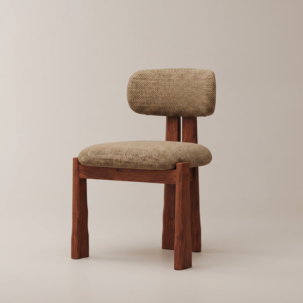 Mid-Century Modern Solid Ash Wood Upholstered Dining Chair