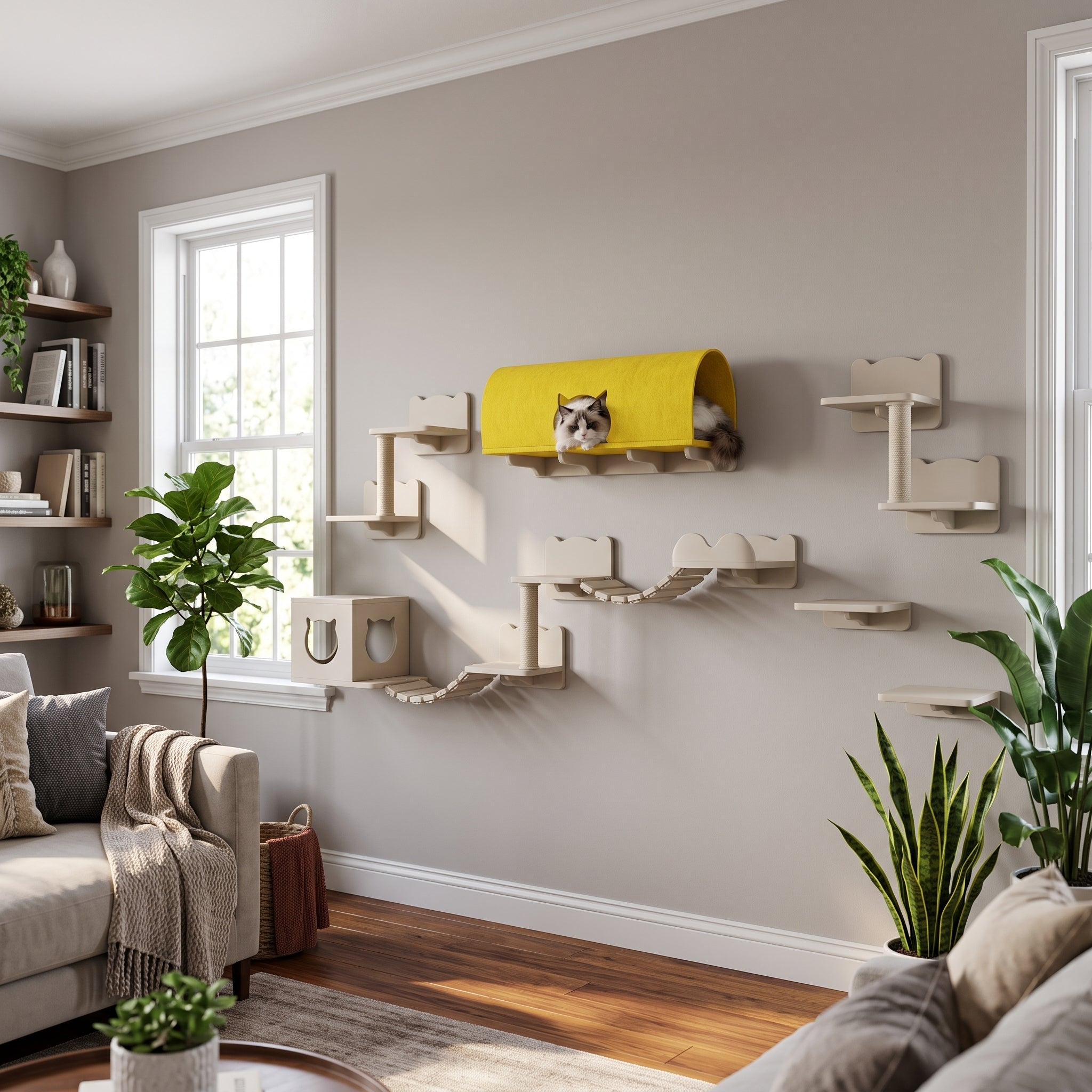 Premium Wall-Mounted Cat Climbing Frame & Playscape Set Secondary image