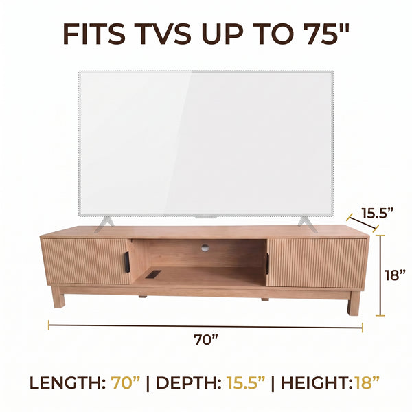Premium Mid-Century Modern Slatted Wood TV Stand & Media Console