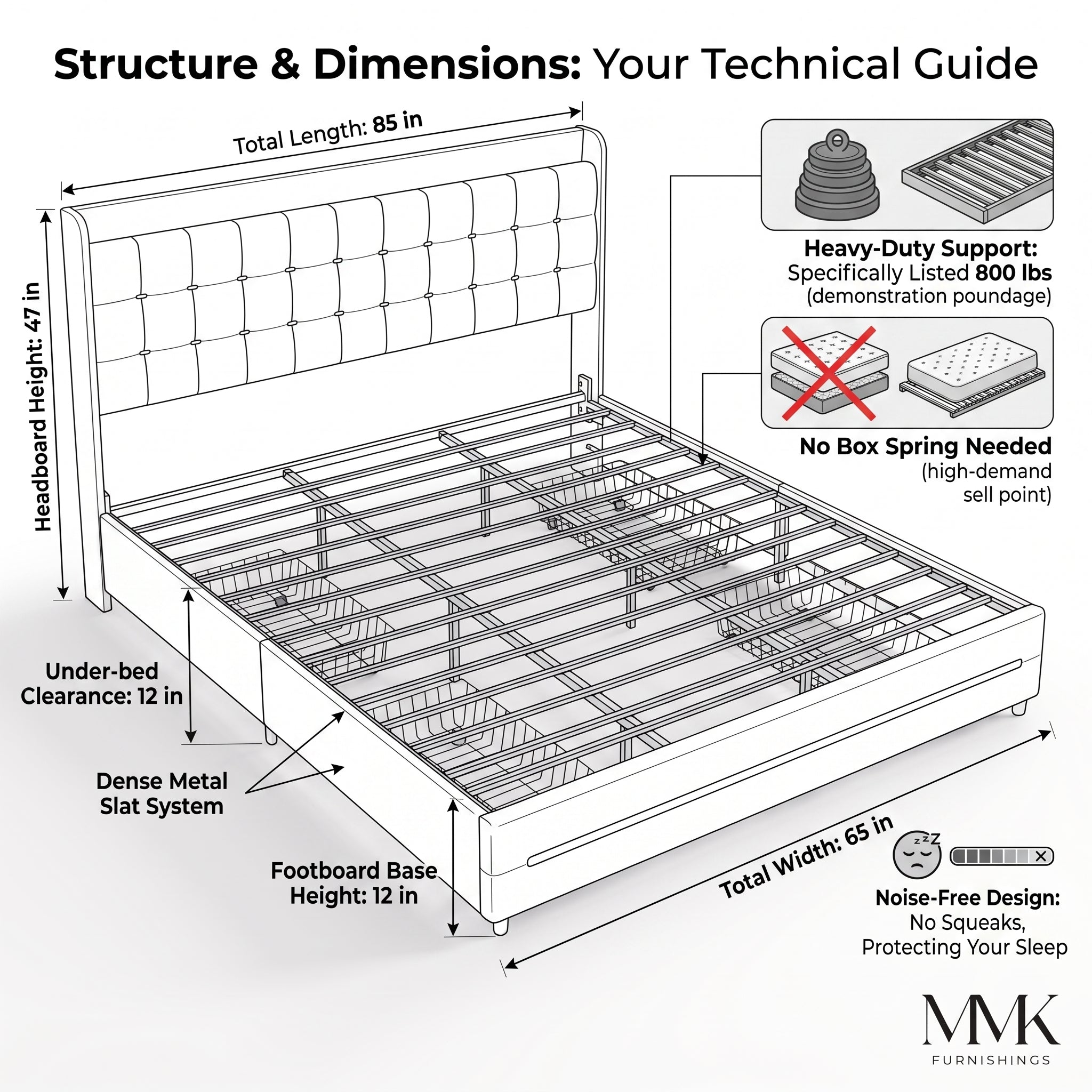 MMK FURNISHINGS Modern Velvet Upholstered Platform Bed Frame with Storage Baskets, Button Tufted Headboard (No Box Spring Needed)