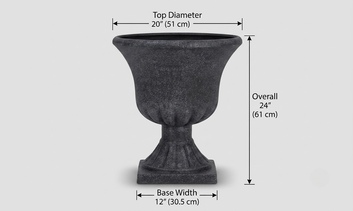 MMK Furnishings Classic Pedestal Urn Planter – Lightweight 100% PP Plastic, Faux Stone Finish for Indoor & Outdoor Use Secondary image