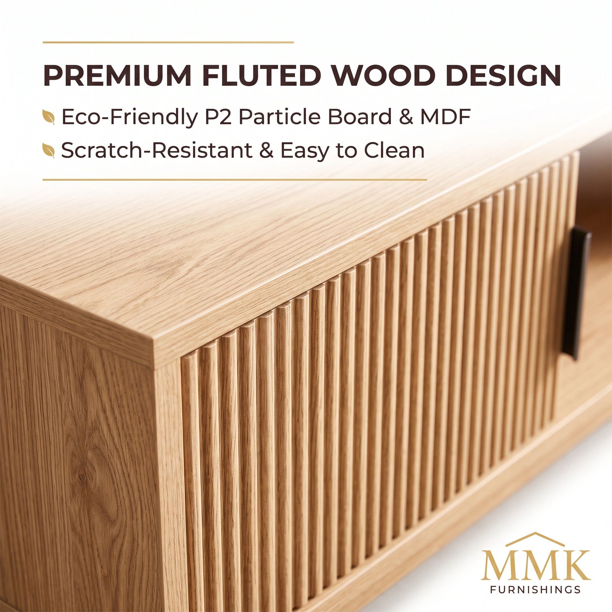 Premium Mid-Century Modern Slatted Wood TV Stand & Media Console Secondary image