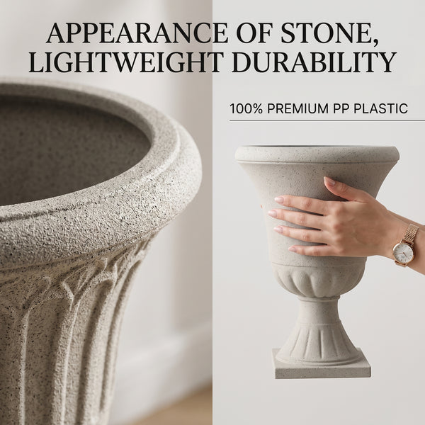Classic Elegance Urn Planter (Stone-Look Finish)