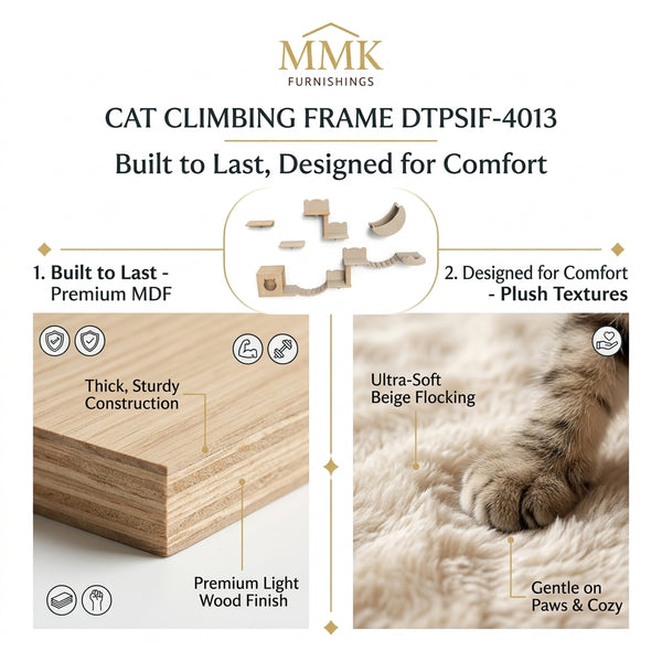Premium Wall-Mounted Cat Climbing Frame & Crescent Lounger Set