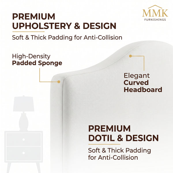 Premium Queen Completely Upholstered Lift-Up Storage Bed with Curved Headboard