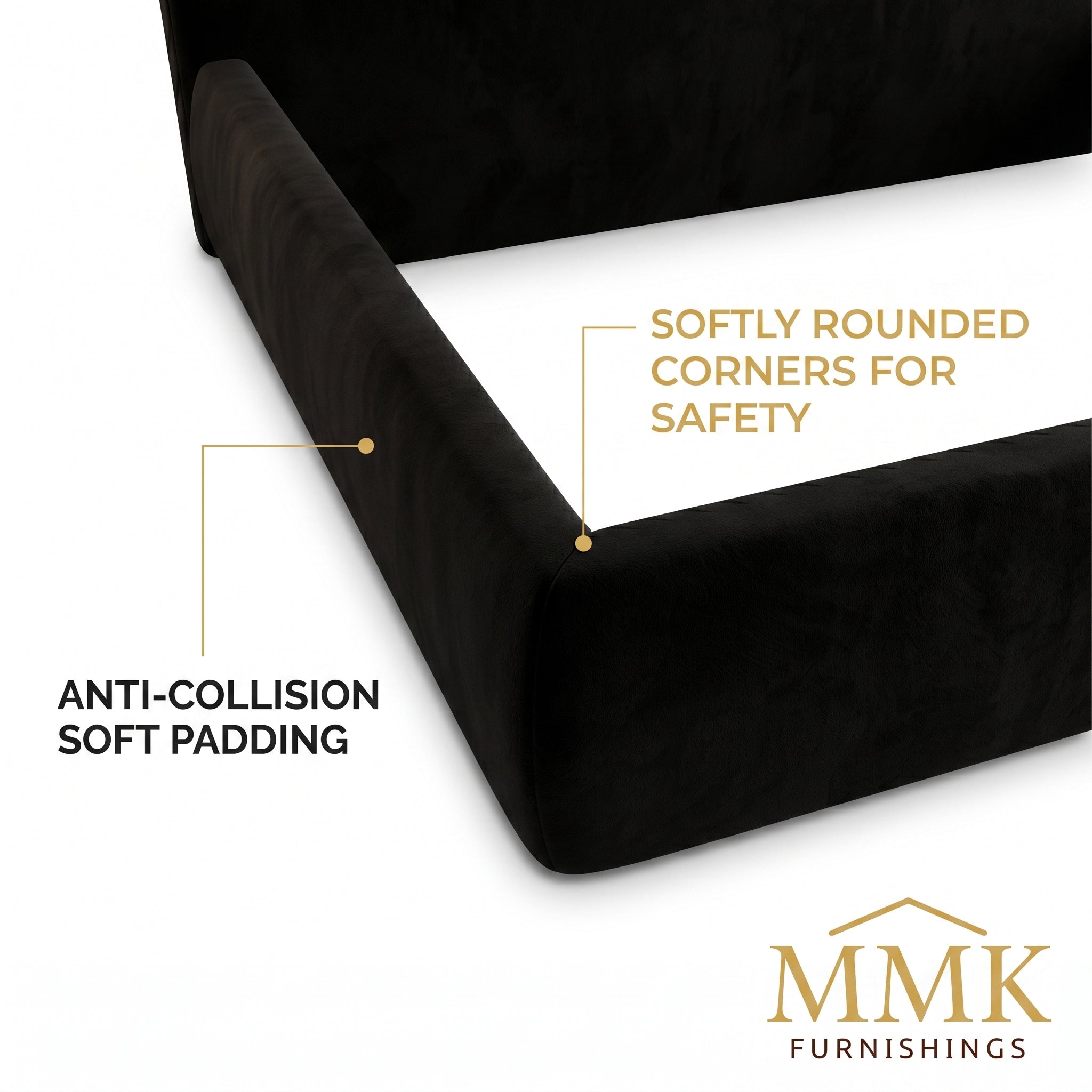 Premium Queen Completely Upholstered Lift-Up Storage Bed with Curved Headboard - Black