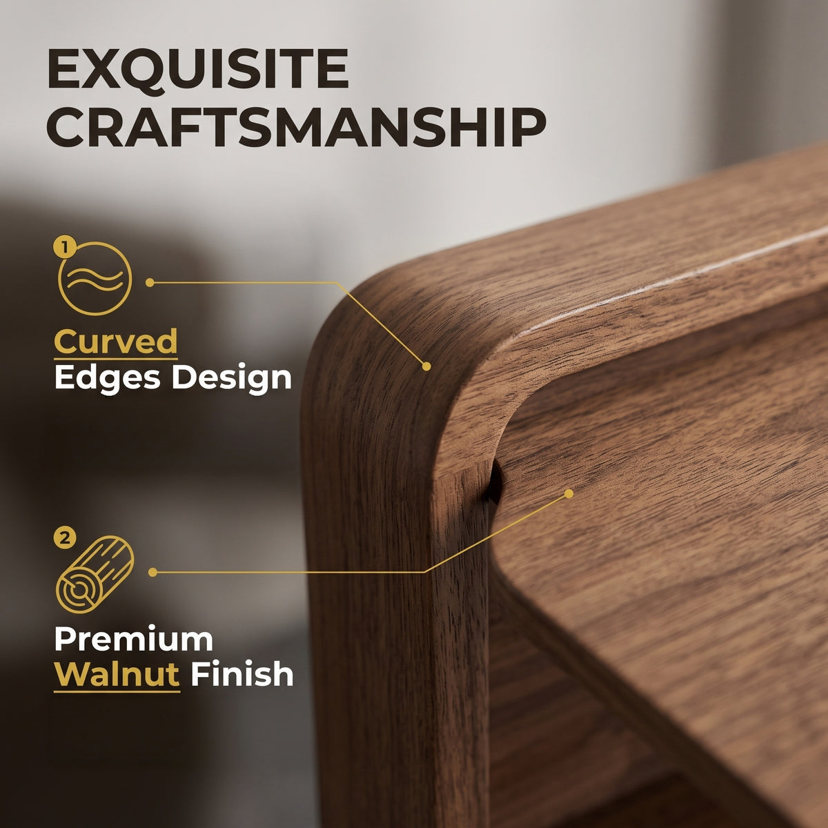Premium Mid-Century Modern Walnut TV Stand with Built-In Electric Fireplace & Fluted Doors