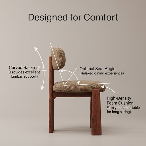 Mid-Century Modern Solid Ash Wood Upholstered Dining Chair